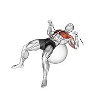 Animated demonstration of the cable press on exercise ball