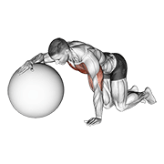 Animated demonstration of the chest stretch with exercise ball
